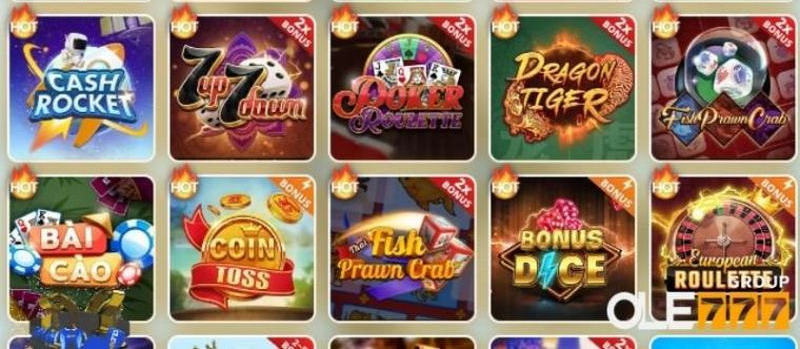 Chọn trò chơi cá cược trong sảnh game của OLE777