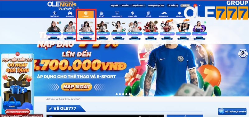 OLE777 đã hợp tác với DREAM GAMING ngay từ khi ra đời