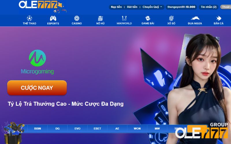 Sảnh game Microgaming tại OLE777